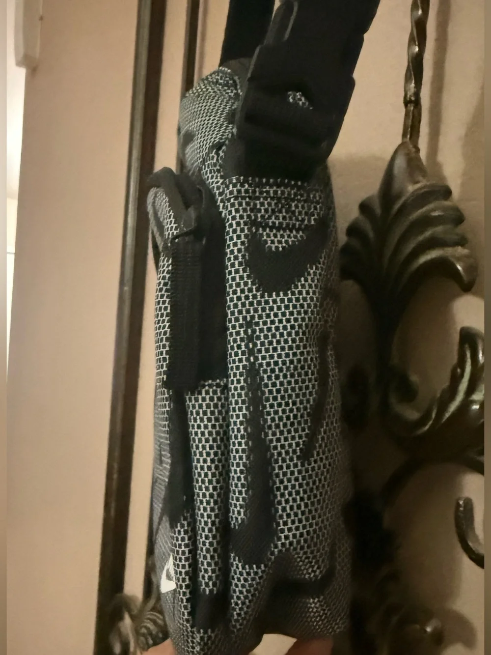 Nike Black and White Swoosh Pattern Crossbody Bag